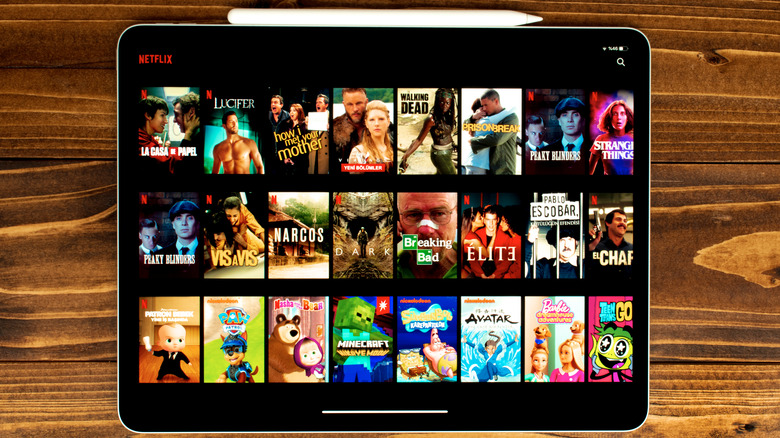 Watching Netflix on an iPad Pro. 