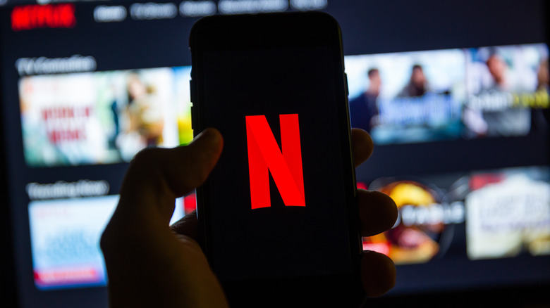 Netflix logo on a smartphone