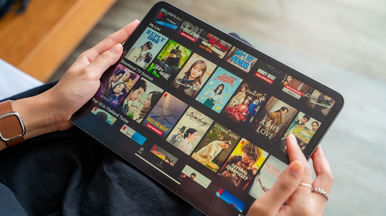 Netflix library on tablet