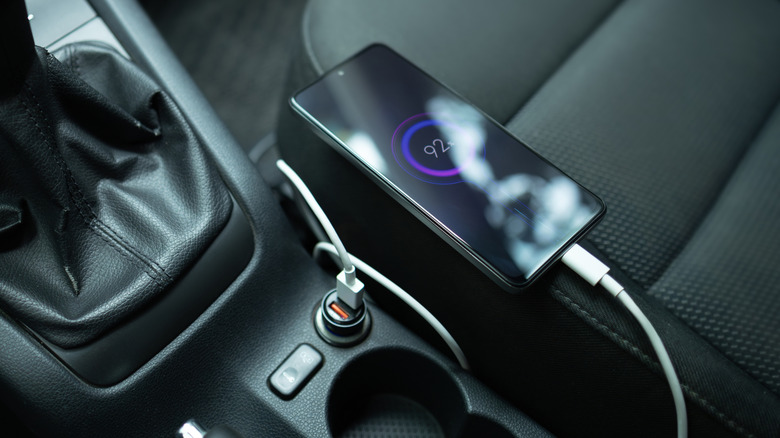 phone charger plugged into car