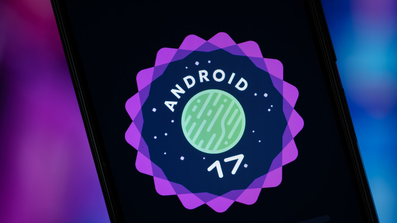 Android 17 logo on a smartphone screen