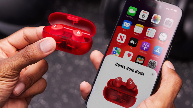 Beats Solo Buds paired with iPhone 15