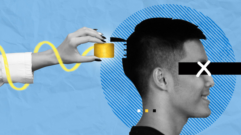 Illustration of a microchip and a human head