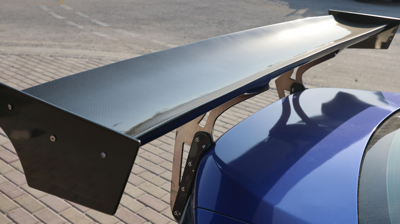 A close-up view of rear spoilers on a car.