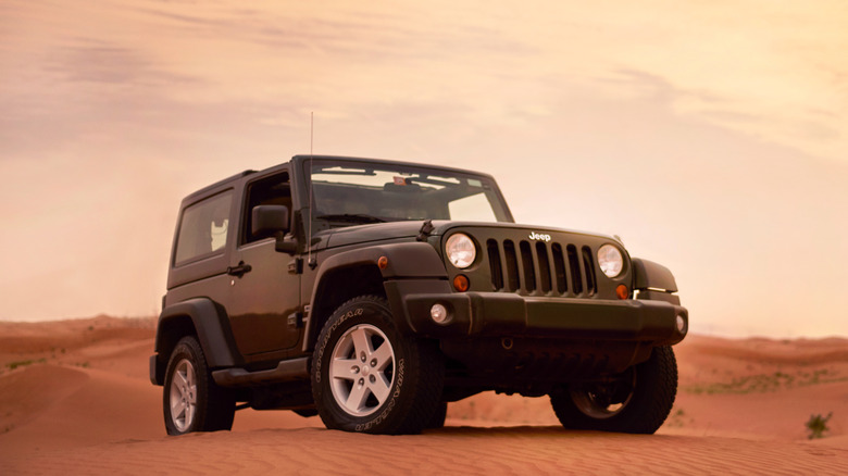 Jeep Wrangler driving in desert