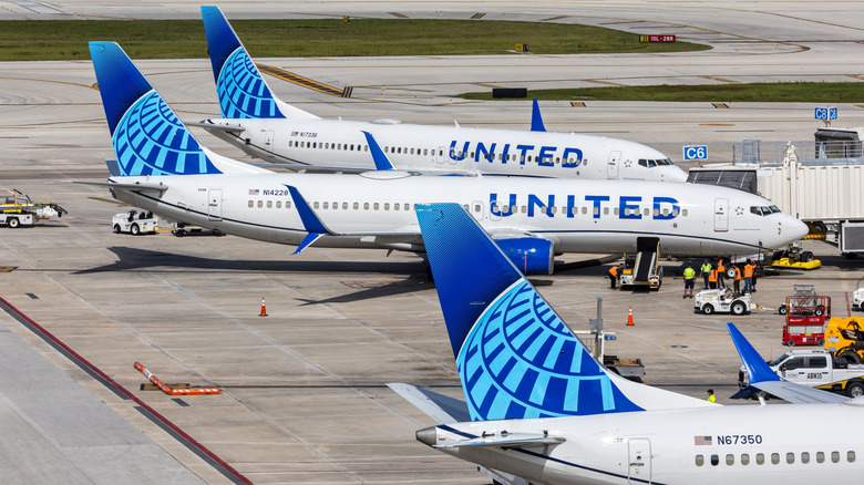 United Airlines planes on runway