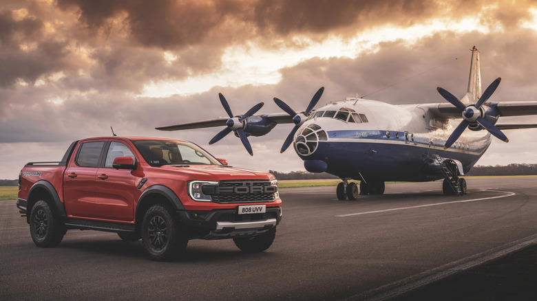 Ford Ranger Raptor and airplane