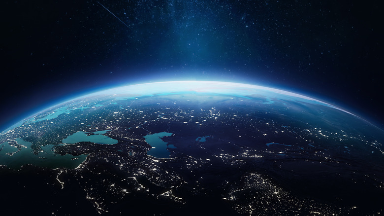 Earth glowing in space