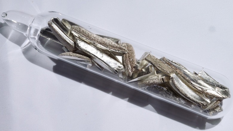 Purified lithium in an ampoule under argon