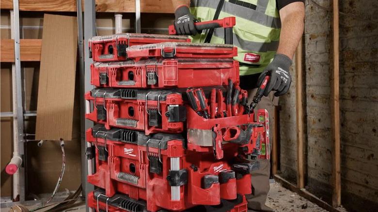 Packout Stack with Caddy Attachment in use
