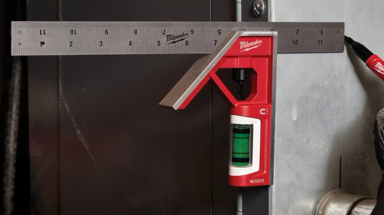Milwaukee 12-inch Magnetic Combination Square in use