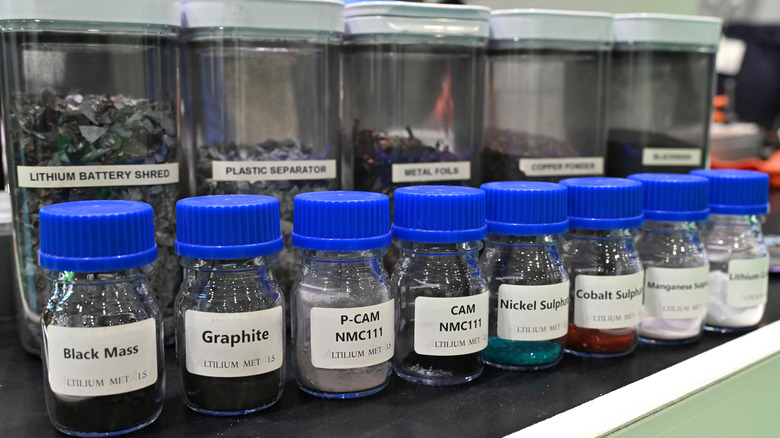 Bottled recovered materials from lithium battery recycling