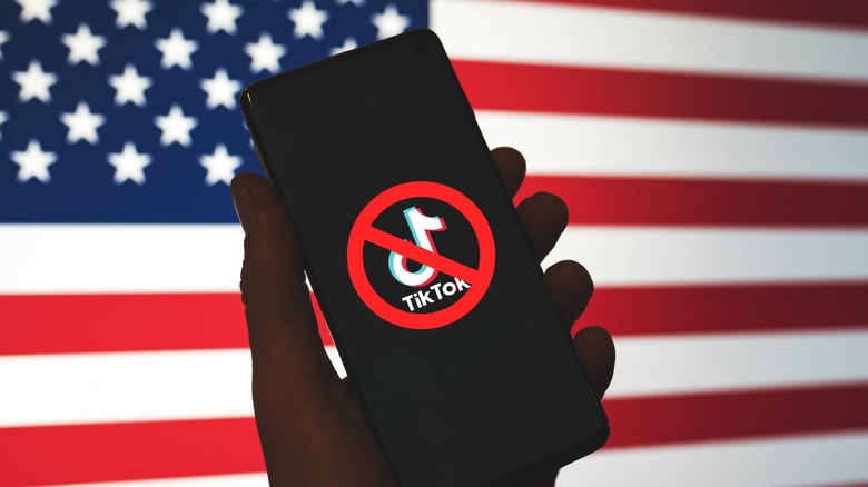 ban tiktok US flag