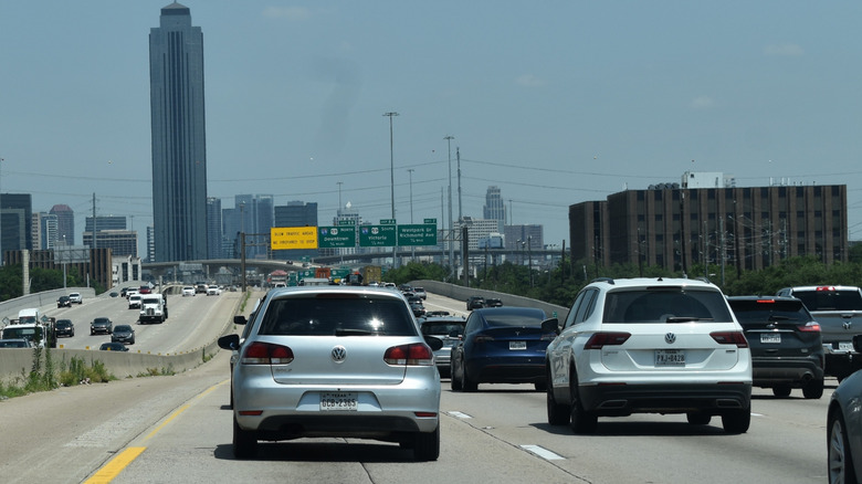 Drivers view of Interstate 610 in Houston, Texas