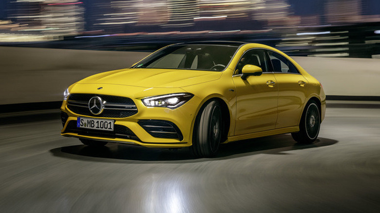 Mercedes-Benz AMG CLA 35 in a multi-storey parking lot