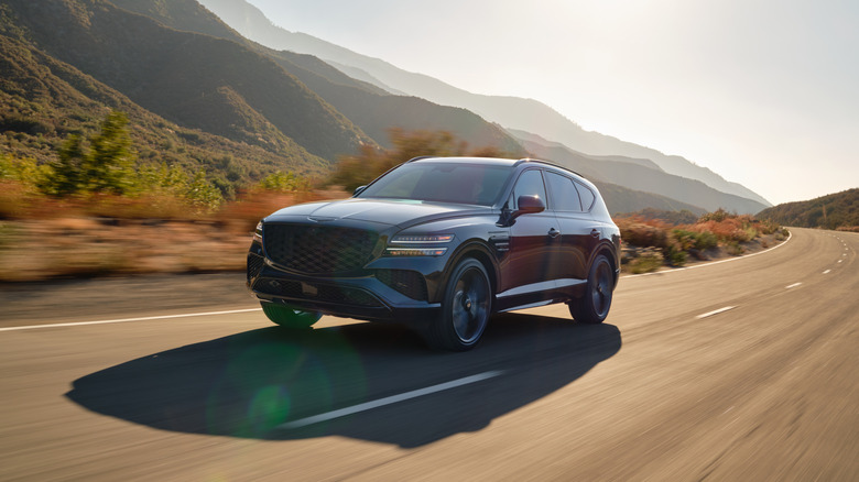 A shot of the 2026 Genesis GV80 driving