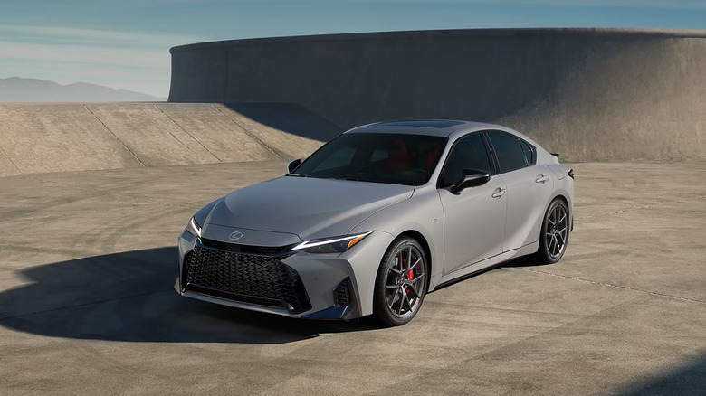 A side on/front end of a gray 2026 Lexus IS