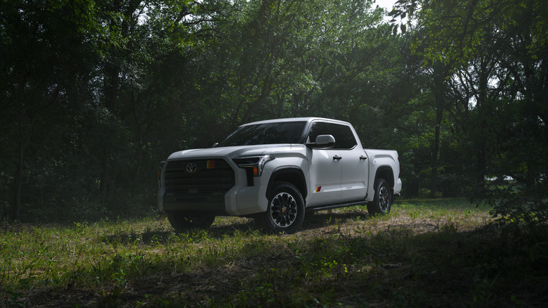 A shot of a white 2026 Toyota Tundra