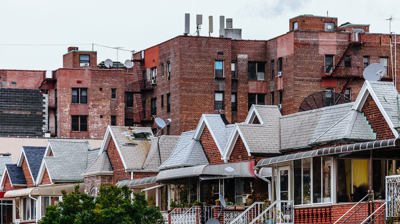 Brick homes and small apartment buildings in New York City