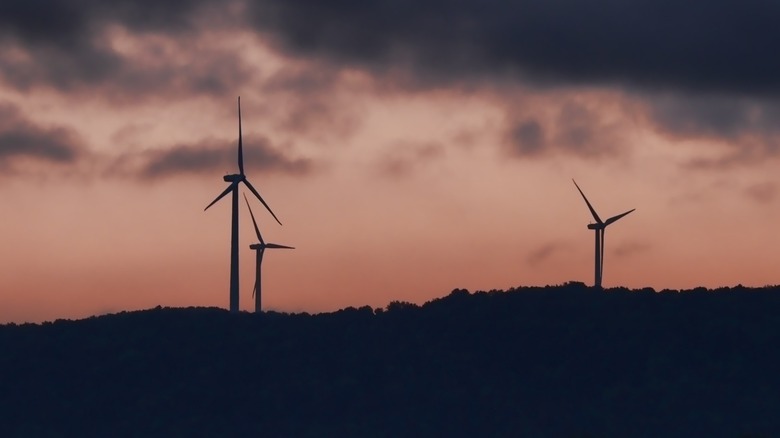 Wind farm at dawn in Madison County, New York