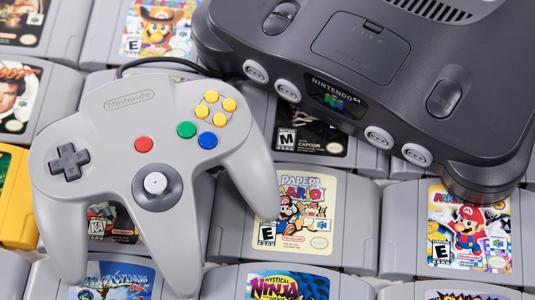 Nintendo 64 console, controller, games