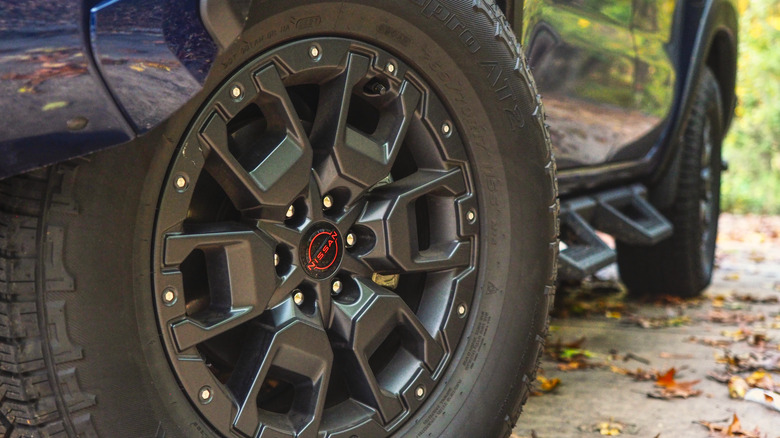 Nissan wheel and logo