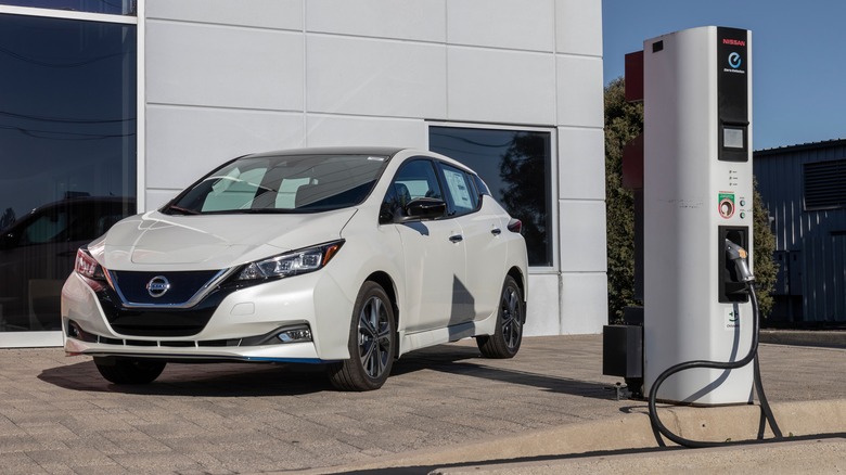 A Nissan Leaf EV.