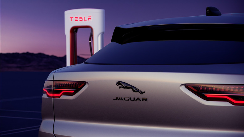 Jaguar charging at Tesla station