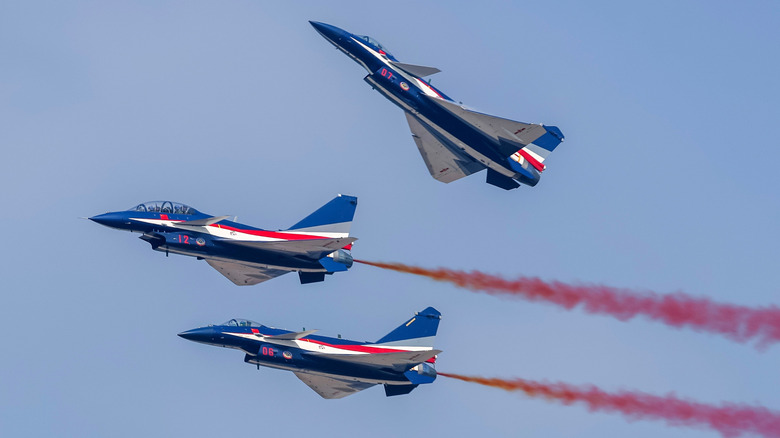 Chinese fighter jets in aerial show