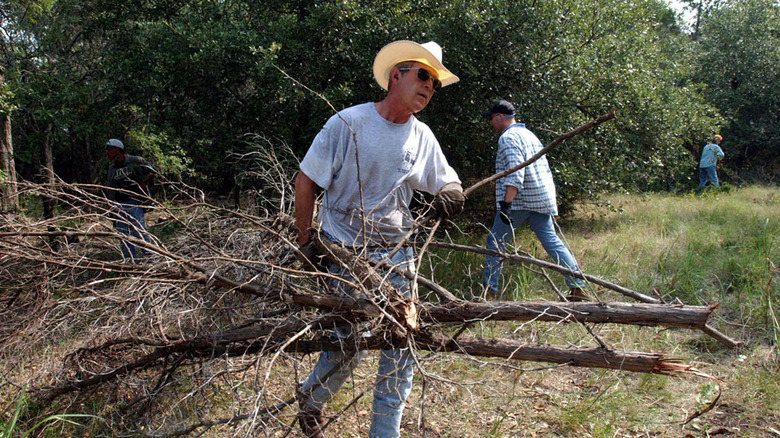 George Bush clearing brush at Prairie Chapel Ranch