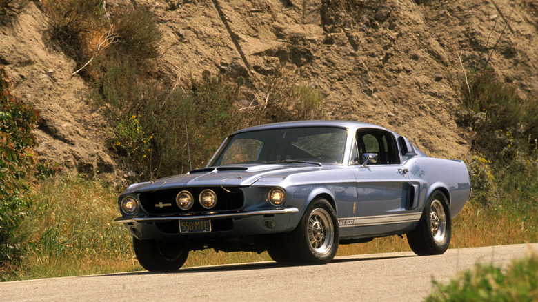 1967 Shelby GT500 in blue, front-left view