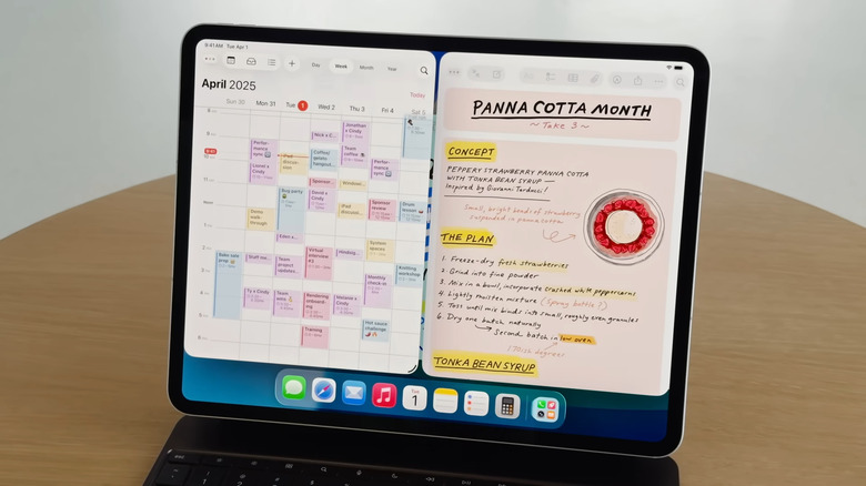 iPad on table showing Split View of two apps