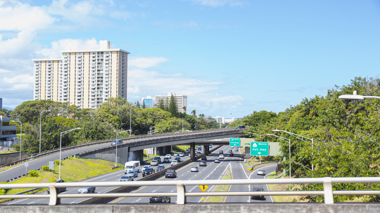 The H1 freeway in Honolulu, Hawaii