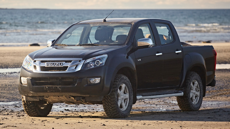 Isuzu D-Max on a beach