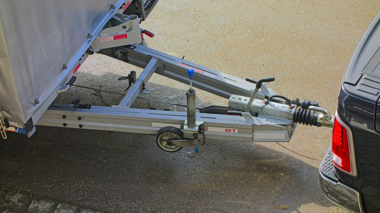 vehicle attached to a tow hitch