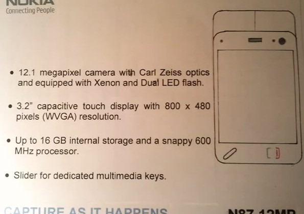 Nokia N87 12MP leaked document 1