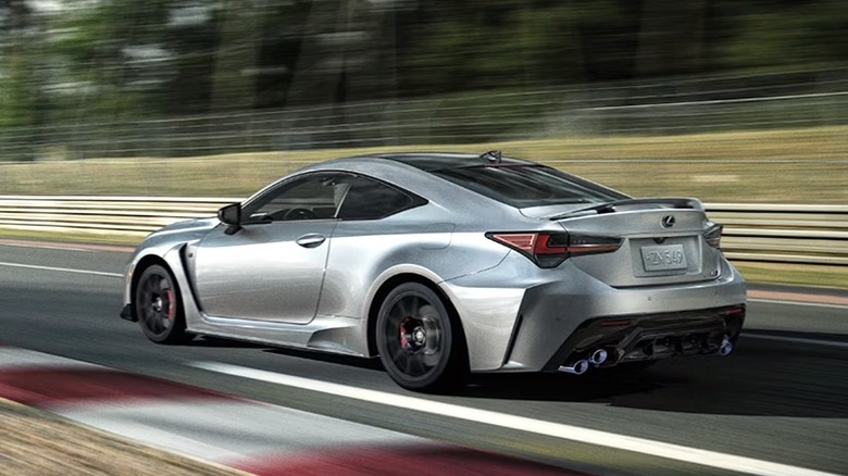 Lexus driving fast on a track