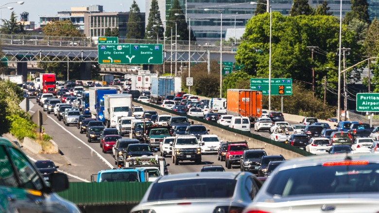 Cars on the highway in Portland