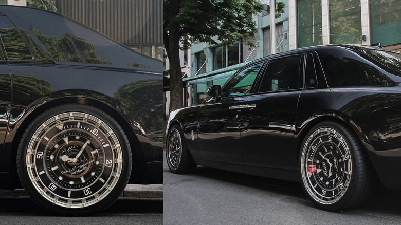 Side profile of Rolls-Royce cars.