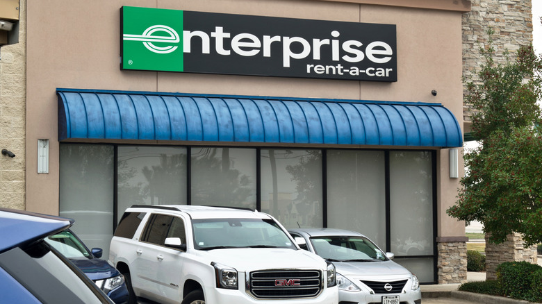 An Enterprise car rental store front