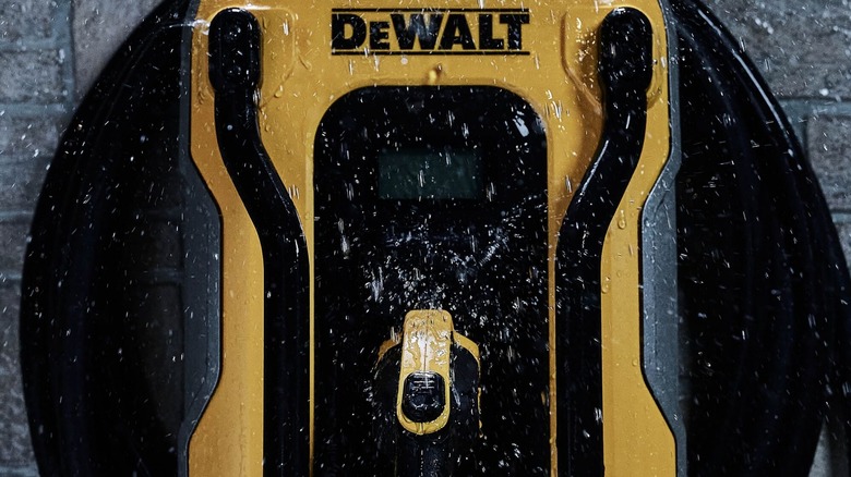 DeWalt EV charger in rain