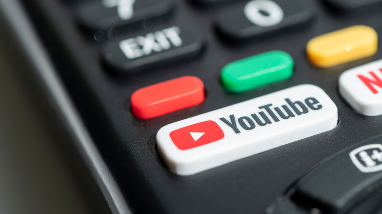 YouTube button on a TV remote
