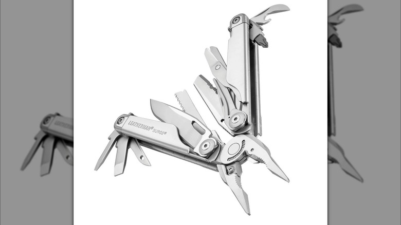 Steel Leatherman Surge with its tools unfolded