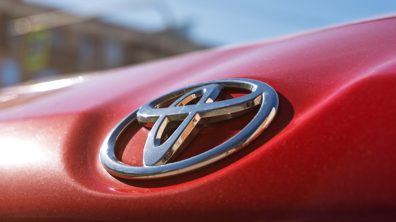 Toyota badge on the hood of a GR86