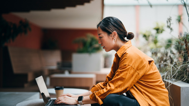 businesswoman working on laptop