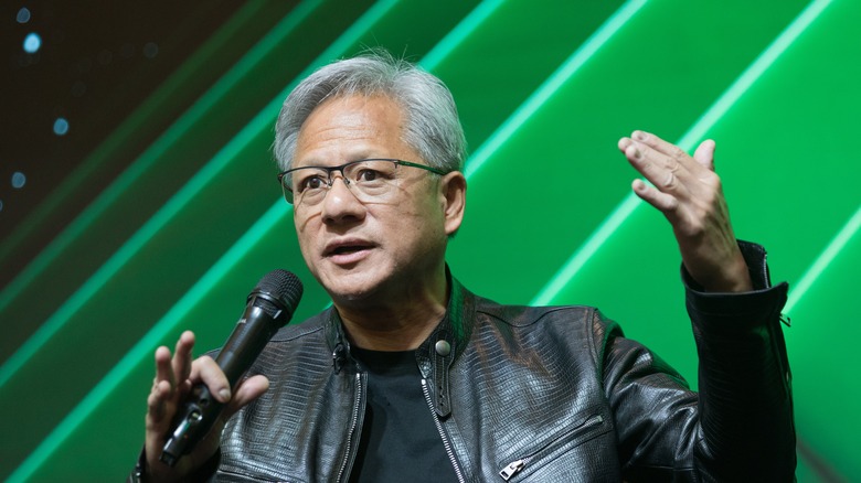 Nvidia chief Jensen Huang on stage.