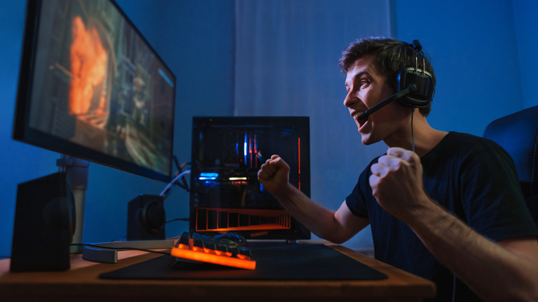 Man playing video games