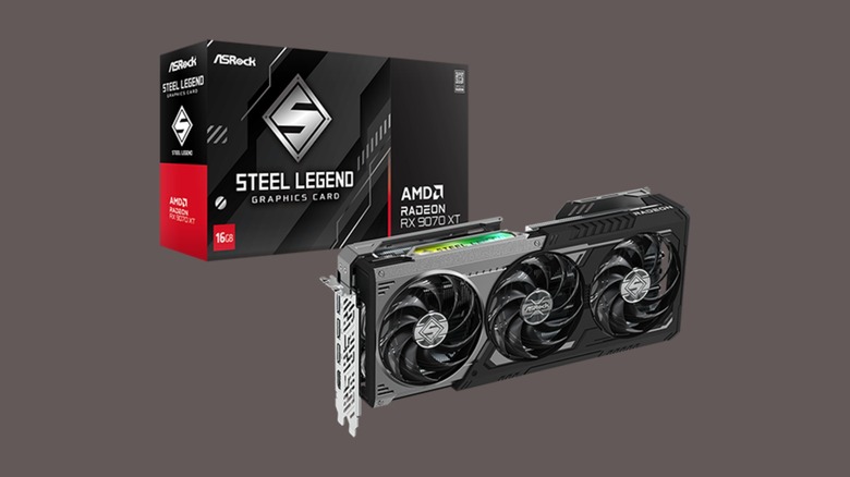 ASRock's RX 9070 XT with the box in the background
