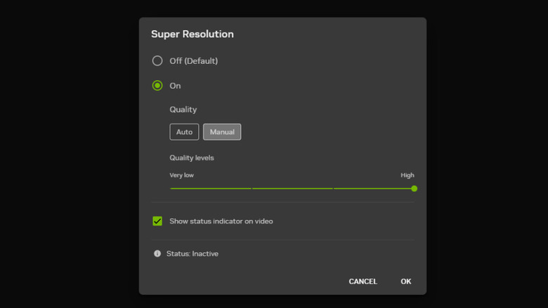RTX Super Resolution settings in NVIDIA app