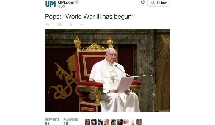 NY Post, UPI Twitter hacks see Pope announcing WWIII